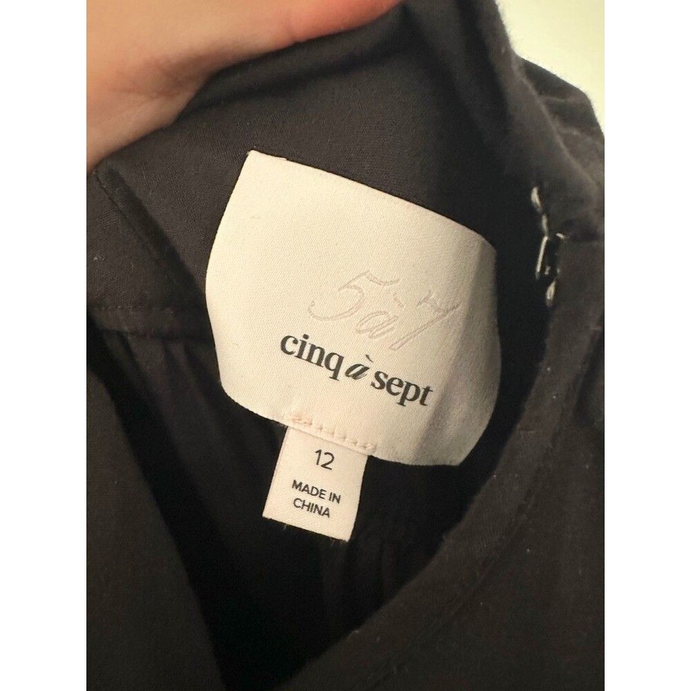 Cinq à Sept Benita Dress Tie Back Empire Waist Black Midi Cocktail Zip Womens 12 - Picture 9 of 12